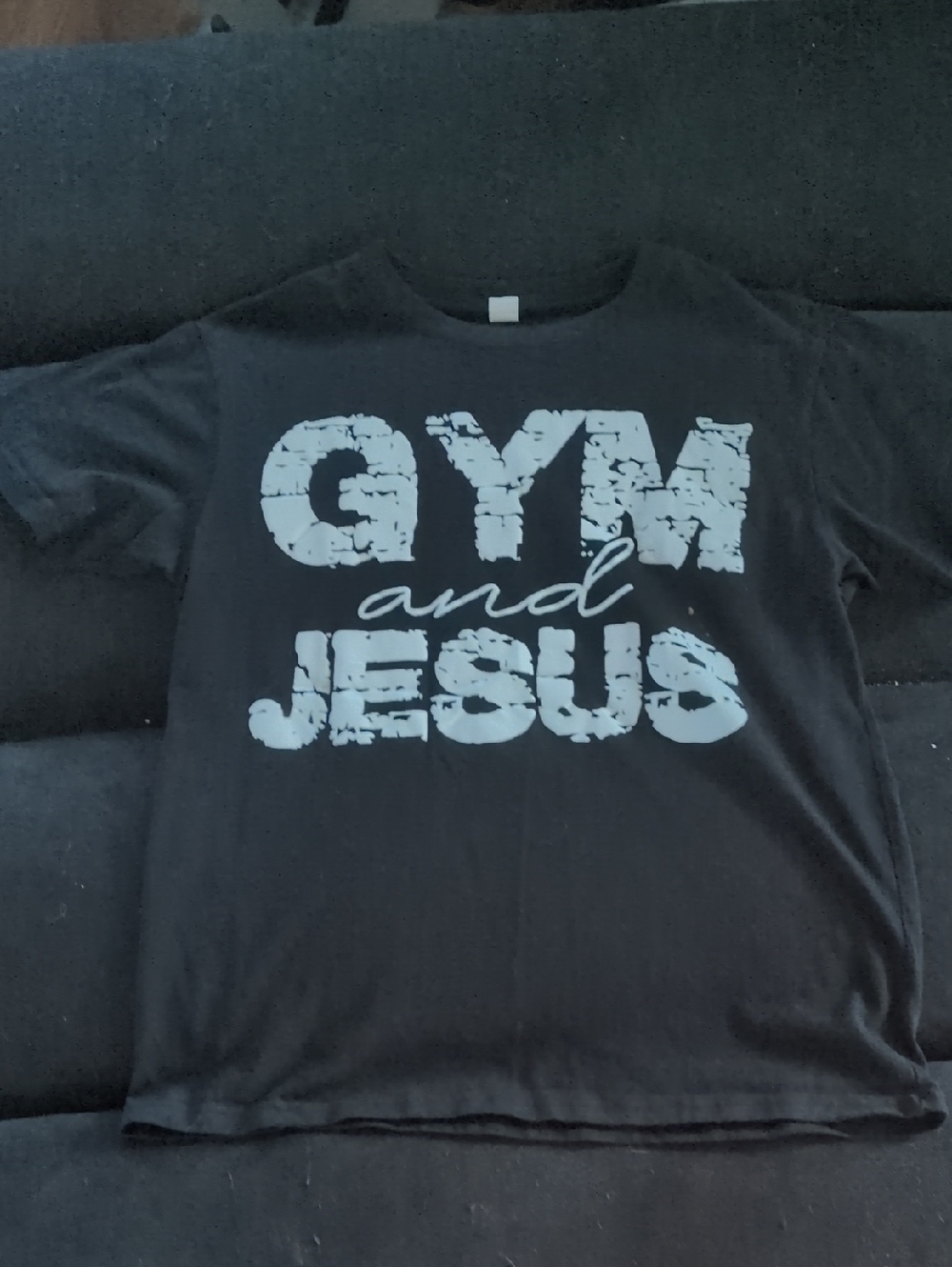 Black 'GYM and JESUS' Graphic Tee